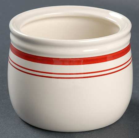 Cafe Stripe Red Sugar Bowl No Lid