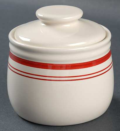 Cafe Stripe Red Sugar Bowl & Lid