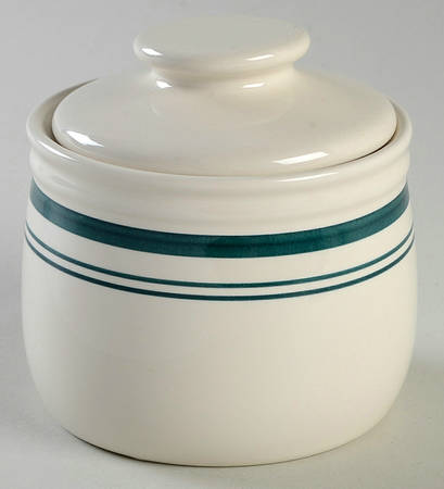 Cafe Stripe Green Sugar Bowl & Lid