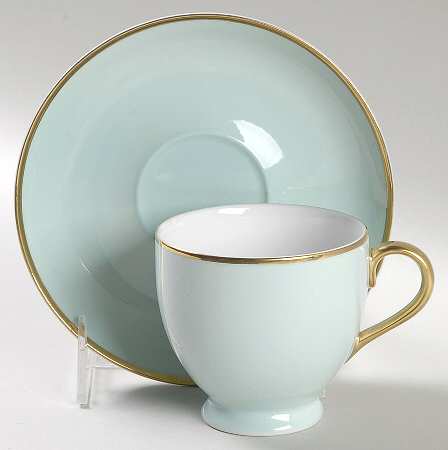 Hampton's Tea Mint Green Footed Cup & Saucer Set