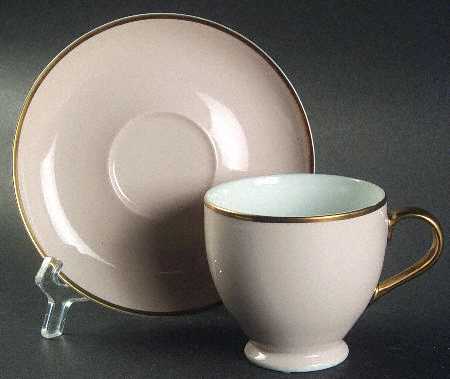 Hampton's Tea Peach Footed Cup & Saucer Set