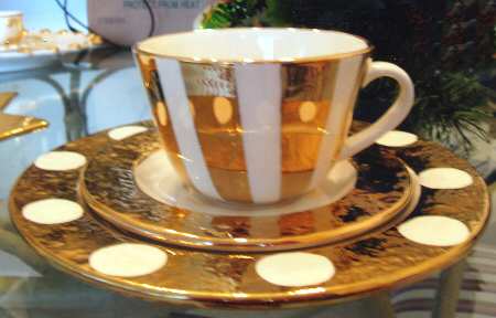 Polka Dots Flat Cup & Saucer Set
