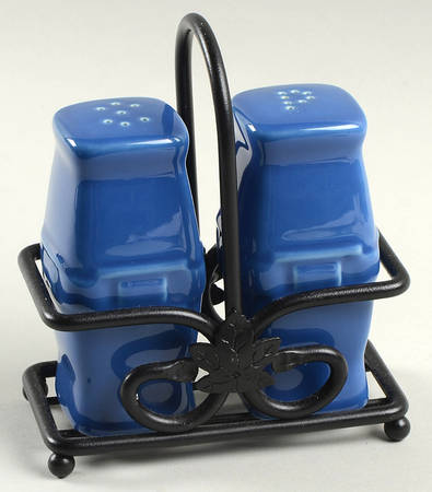 Woven Traditions Cornflower Salt & Pepper w/Metal Stand (SAPM2)