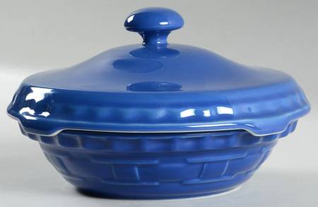 Woven Traditions Cornflower 7" Pie Baking Plate & Ceramic Lid
