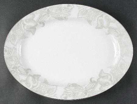 Satin Paisley Platinum 15" Oval Serving Platter