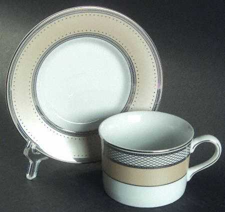 Silk Ribbon Ivory Flat Cup & Saucer Set