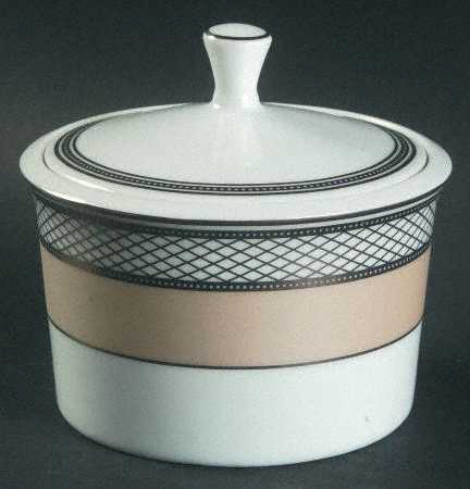 Silk Ribbon Ivory Sugar Bowl & Lid