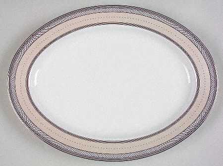 Silk Ribbon Ivory 15" Oval Serving Platter