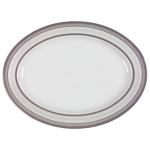 Silk Ribbon Pearl 15" Oval Serving Platter