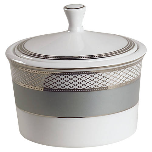 Silk Ribbon Slate Sugar Bowl & Lid