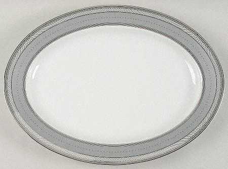 Silk Ribbon Slate 15" Oval Serving Platter
