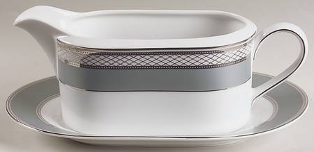 Silk Ribbon Slate Gravy Boat & Underplate