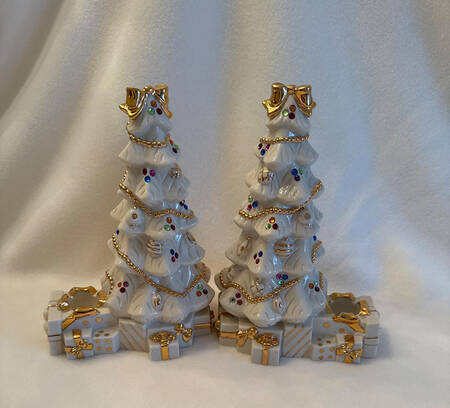 Jeweled Christmas 7" Candlestick