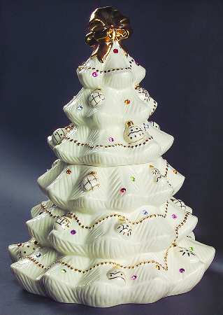 Jeweled Christmas Cookie Jar & Lid