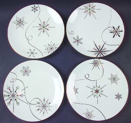 Merry and Bright Snowflake Dessert Plate - Set of 4 Motifs
