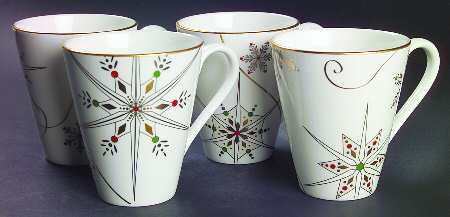 Merry and Bright Snowflake Mug - Set of 4