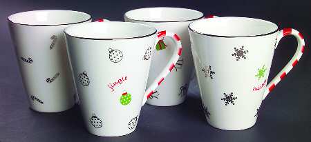 Merry and Bright Silhouette Mug - Set of 4