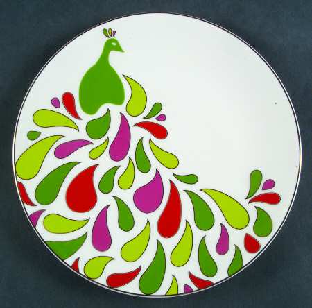 Festive Peacock Accent Luncheon Plate