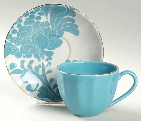 Gwinnett Lane Turquoise Flat Cup & Saucer Set