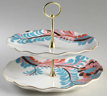 Gwinnett Lane Cream 2 Tiered Serving Tray (Dinner & Salad Plate)