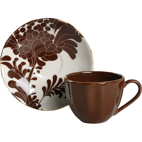 Gwinnett Lane Chocolate Flat Cup & Saucer Set