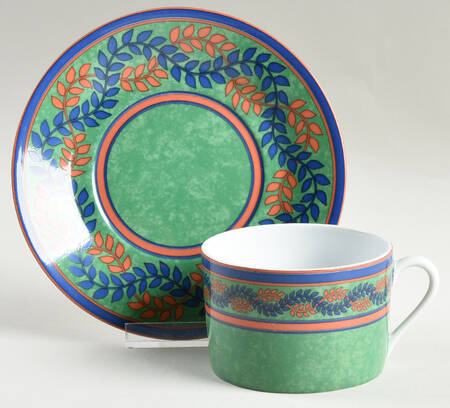 Louisiane Green Flat Cup & Saucer Set