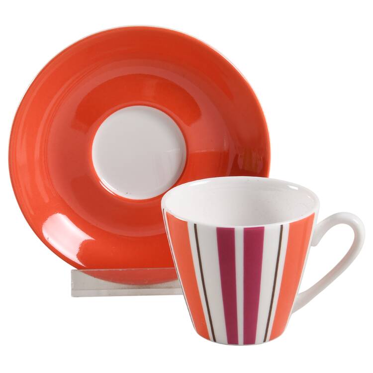 Collins Stripe Flat Demitasse Cup & Saucer Set