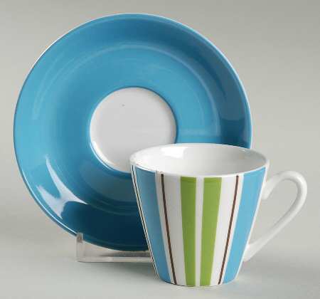 Collins Stripe Flat Demitasse Cup & Saucer Set