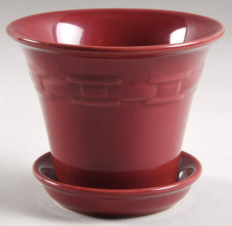 Woven Traditions Paprika 4" Flower Pot with Underplate