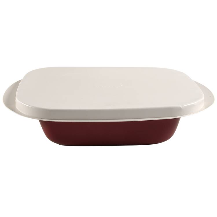 Woven Traditions Paprika 11" Sqaure Baker & Plastic Lid by Longaberger