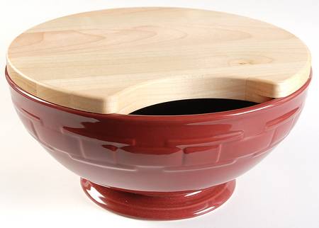 Woven Traditions Paprika 10" Footed Bowl & Wood Lid