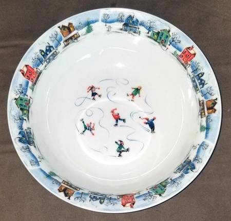 Christmas Village 8" Round Vegetable Bowl