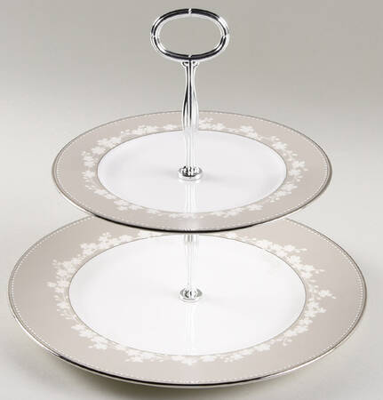 Bellina (Platinum Trim) 6 5/8"-10"  2 Tiered Serving Tray (Dp, Sp) HC