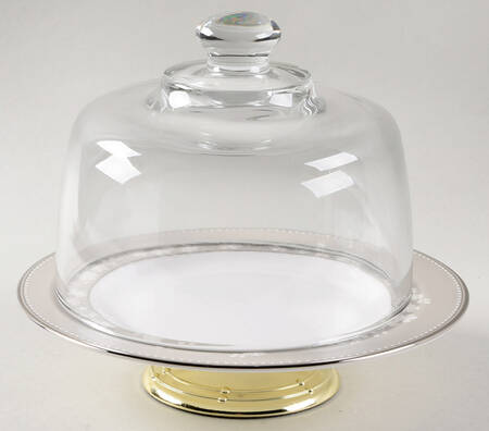 Bellina (Platinum Trim) 6 1/2"-7 1/2" Footed Cheese Plate w/ Glass Dome HC