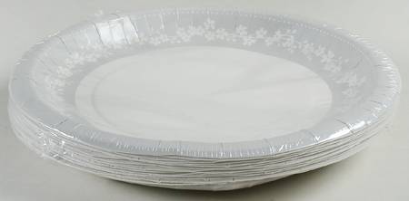 Bellina (Platinum Trim) (Pack of 16) Paper Dinner Plates