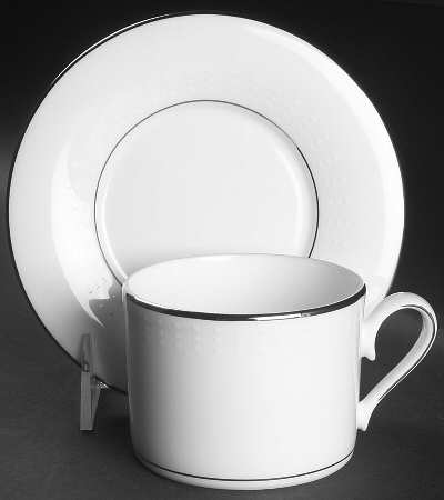 Herald Square White Flat Cup & Saucer Set