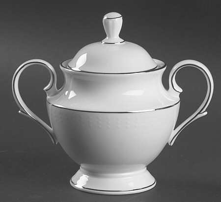 Herald Square White Sugar Bowl & Lid