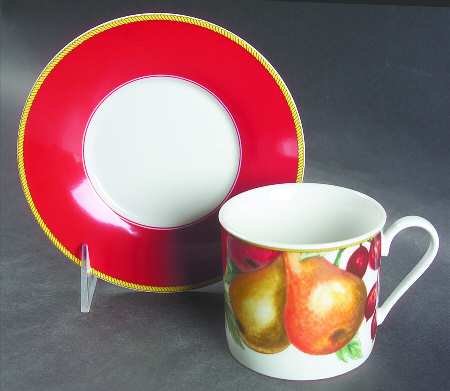 Spiced Fruit Punch Flat Cup & Saucer Set by Lynn's China