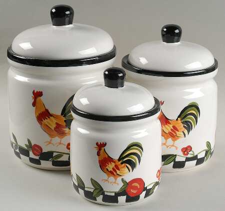 Rooster Checks (3 Piece) Canister Set (Box Set)
