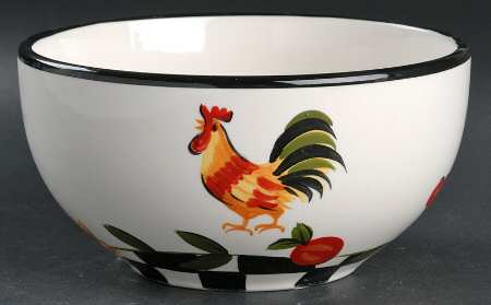 Rooster Checks Soup/Cereal Bowl