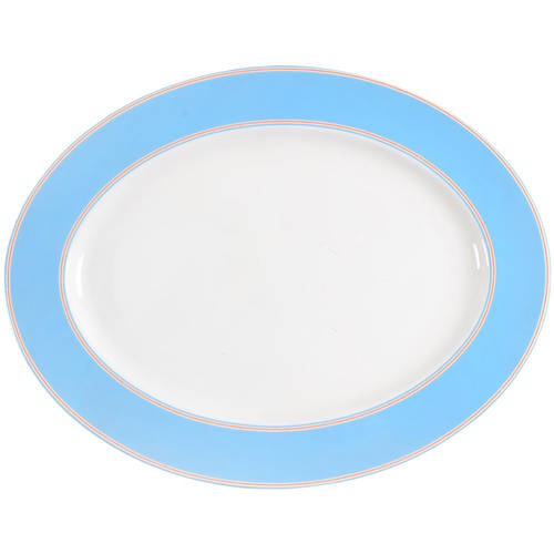 Cays Stripe Blue 16" Oval Serving Platter