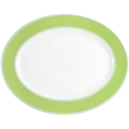 Cays Stripe Green 16" Oval Serving Platter