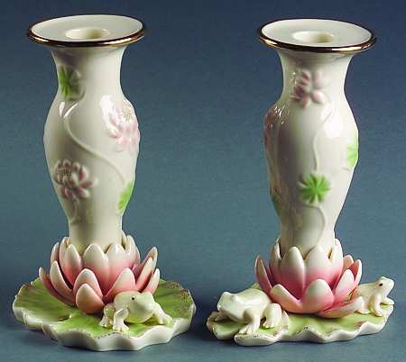 Floral Frog Collection 6" Candlestick - Set of 2 Motifs