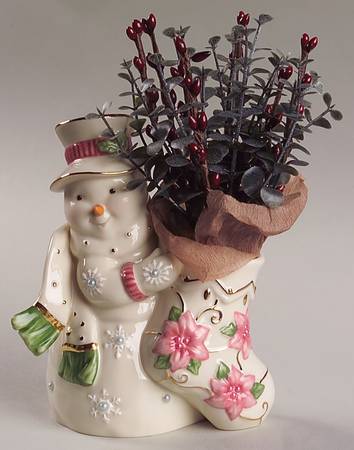 Petals & Pearls 6" Snowman Bud Vase
