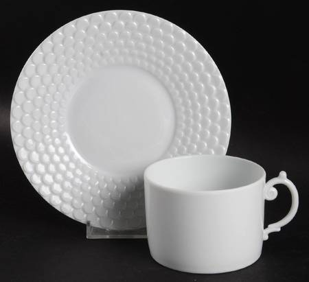 Aegean White Flat Cup & Saucer Set