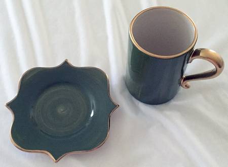 Meridian Green Grass Flat Demitasse Cup & Saucer Set