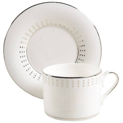 Herald Square Platinum Flat Cup & Saucer Set