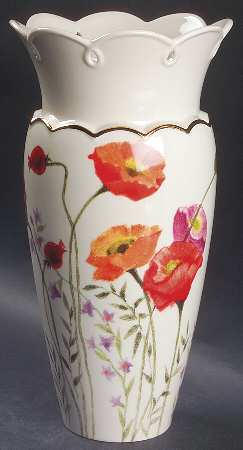 Poppies on Pink 10" Vase