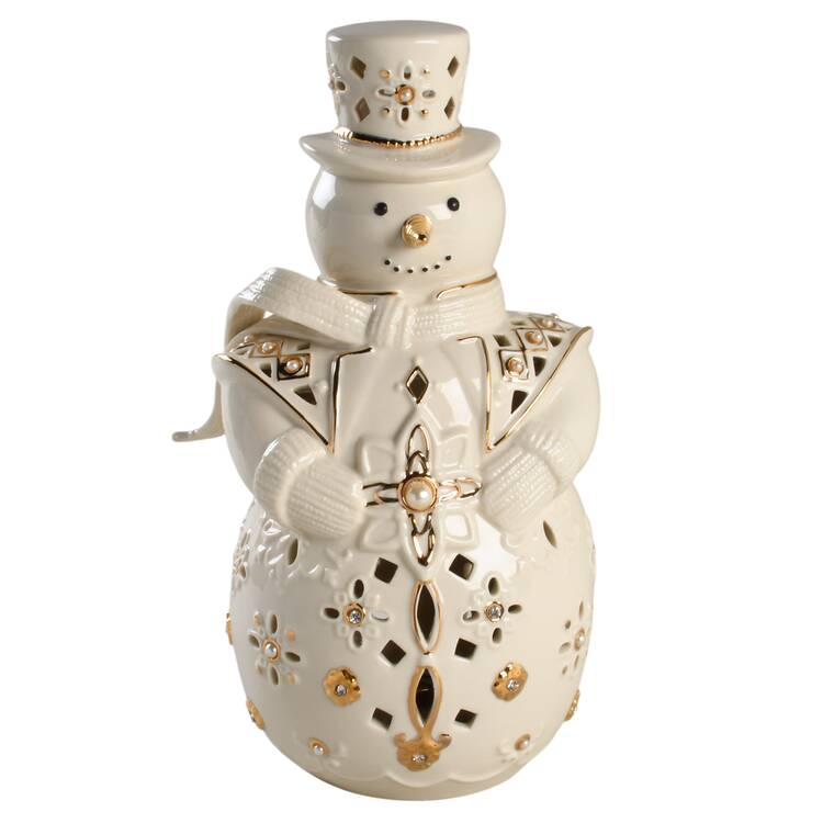 Florentine & Pearl Lighted Snowman Figurine