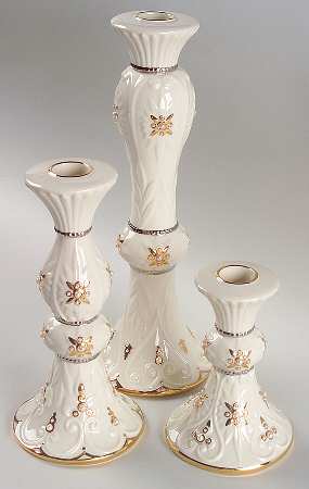 Florentine & Pearl Statement Candlestick - Set of 3 Sizes